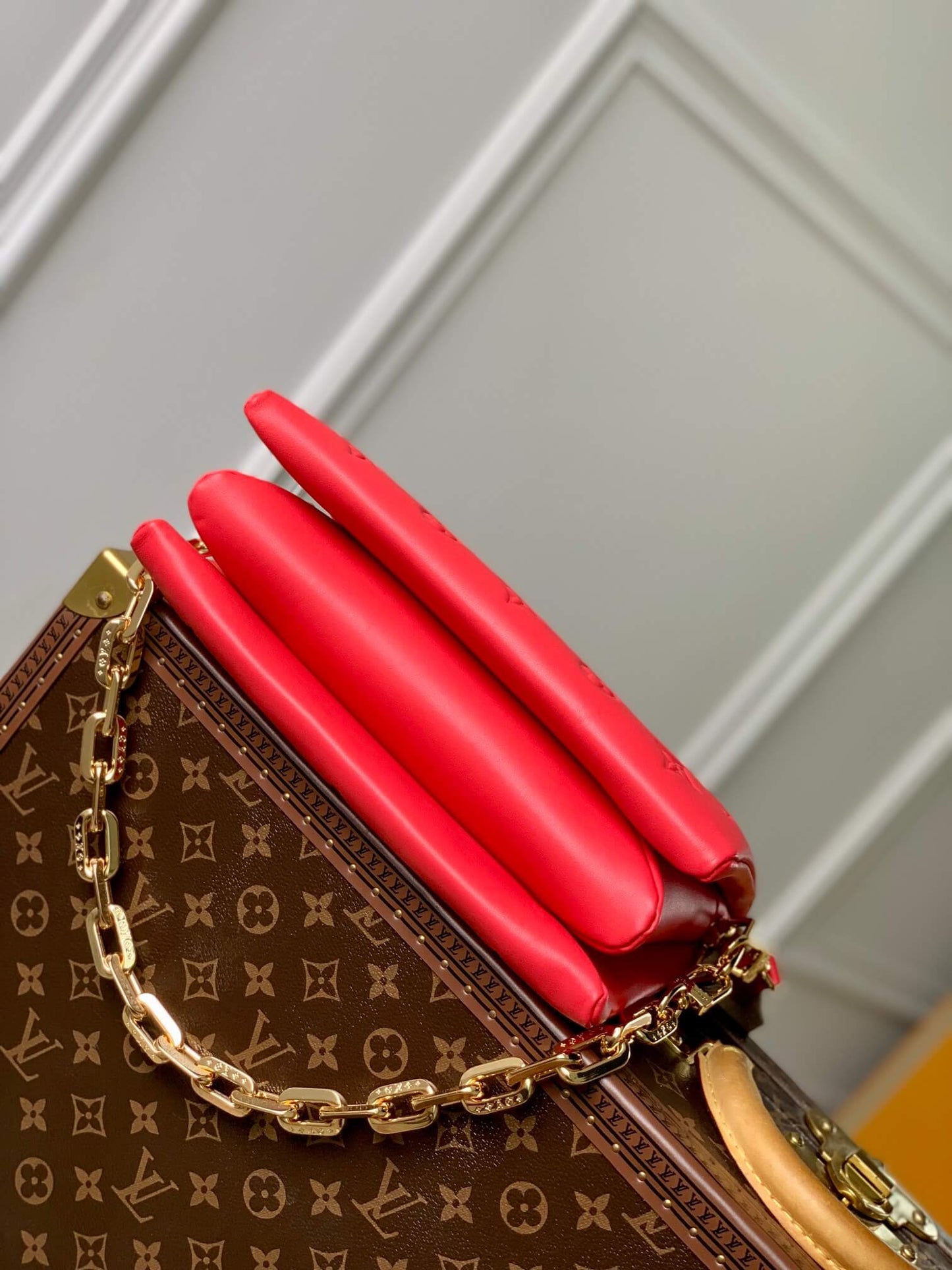 M57790 Coussin Monogram PM 26cm red Female bag All leather