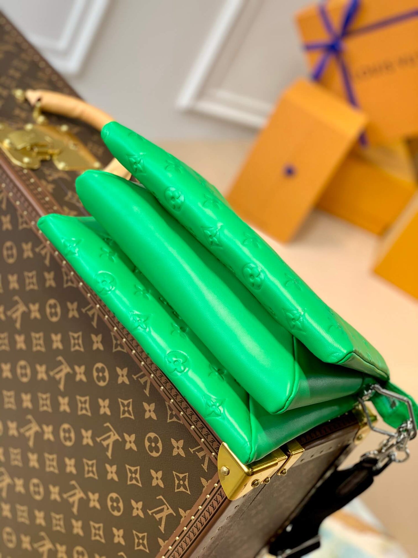 M57936 Coussin Monogram 26cm green Female bag All leather