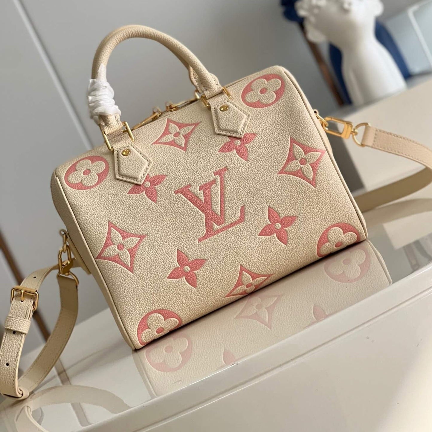 M58947 Speedy Bandoulière 25 Monogram Empreinte White pink print