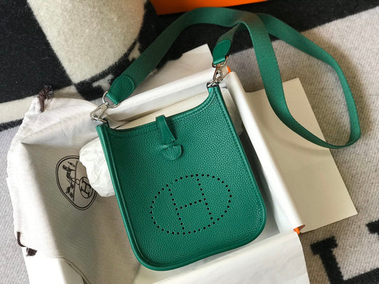 MINI Evelyne togo leather green silver