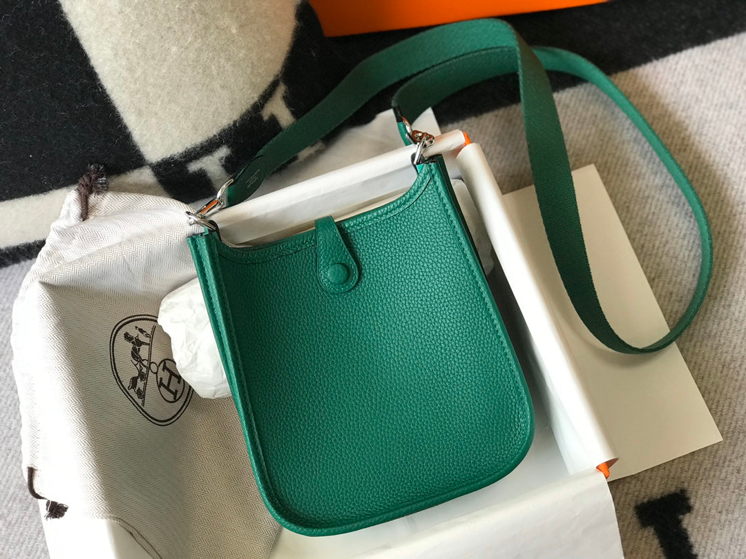 MINI Evelyne togo leather green silver