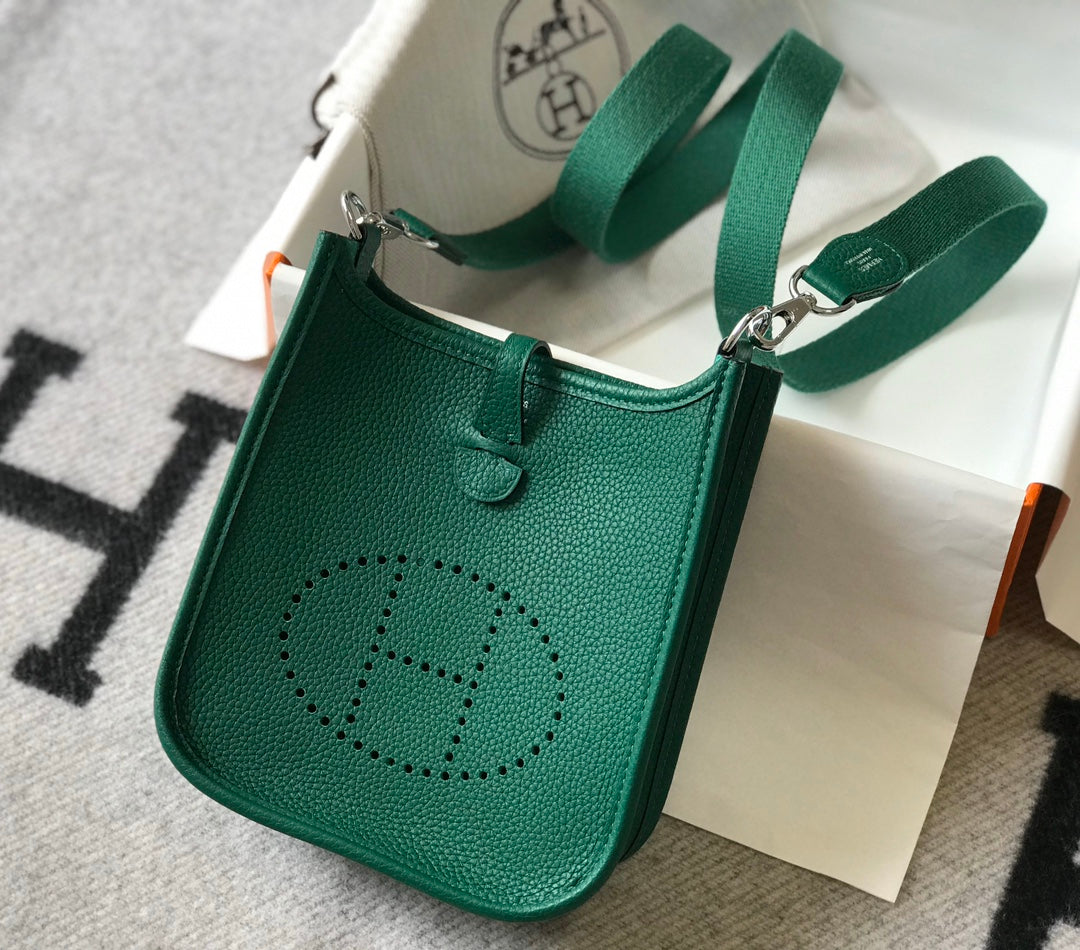 MINI Evelyne togo leather green silver