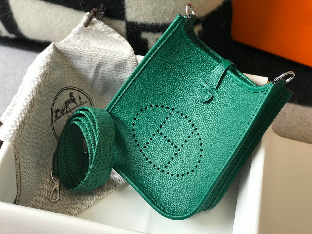 MINI Evelyne togo leather green silver