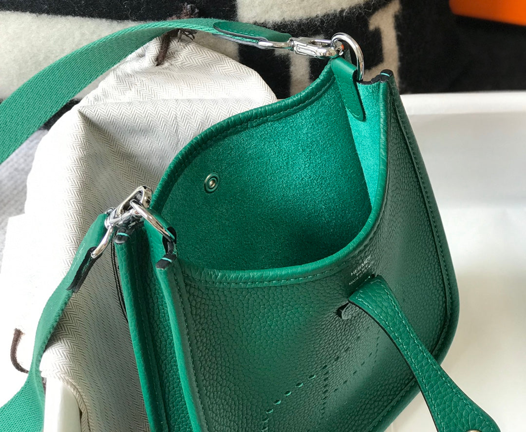 MINI Evelyne togo leather green silver