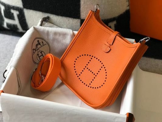 MINI Evelyne togo leather orange silver