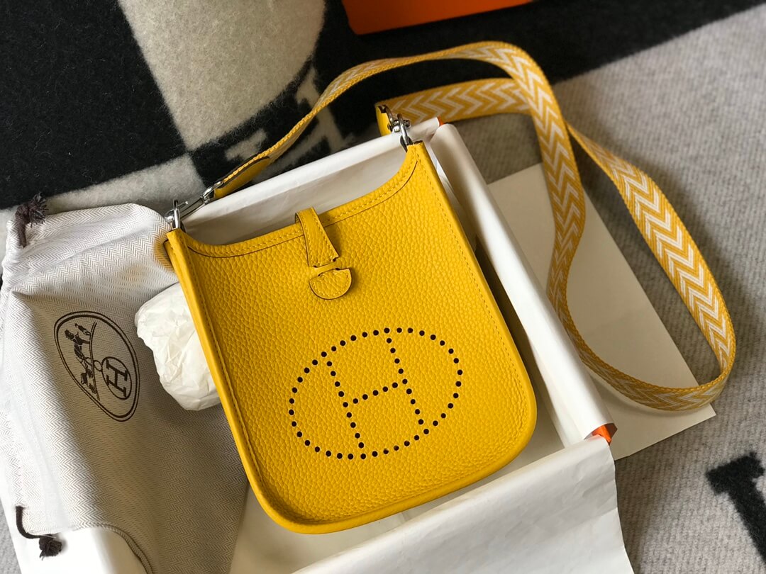 MINI Evelyne togo leather yellow silver