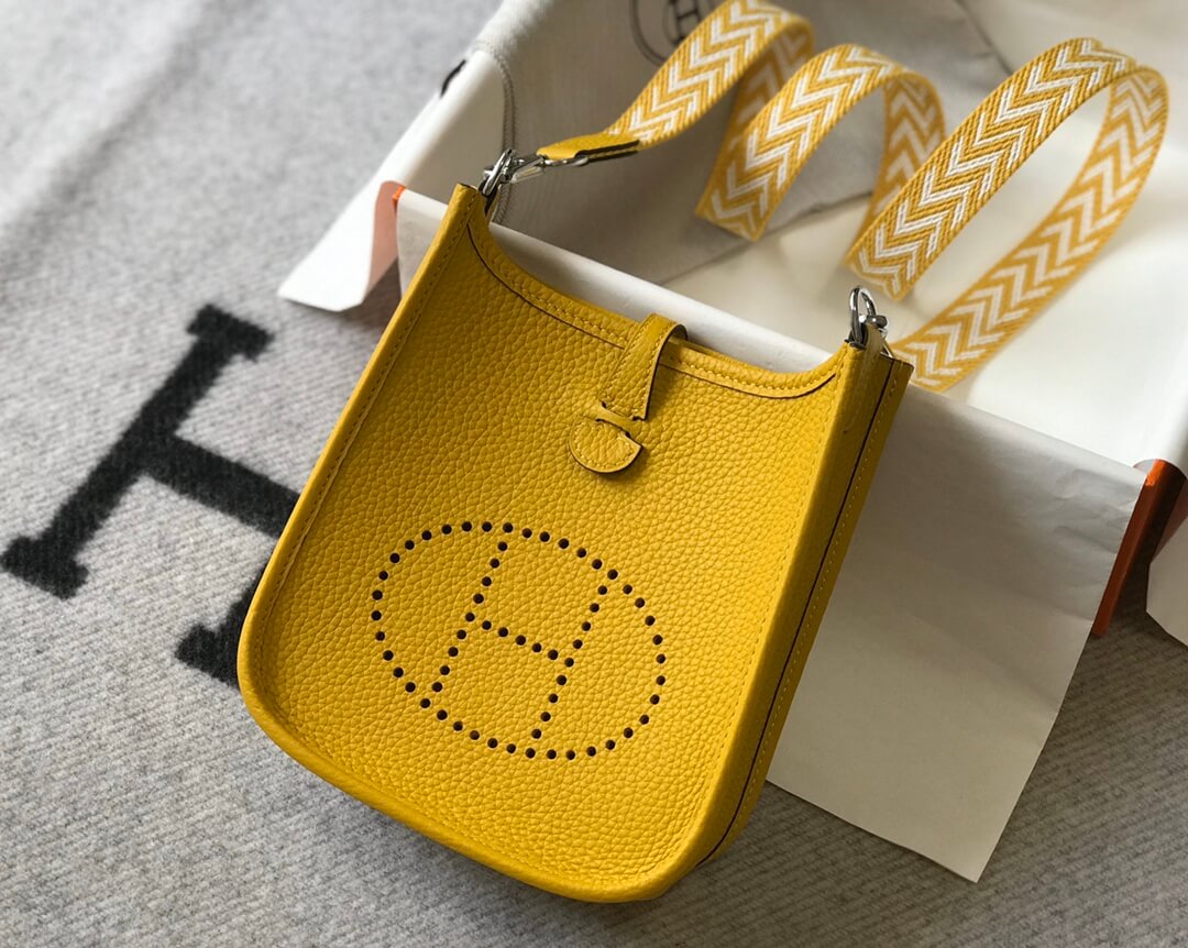 MINI Evelyne togo leather yellow silver