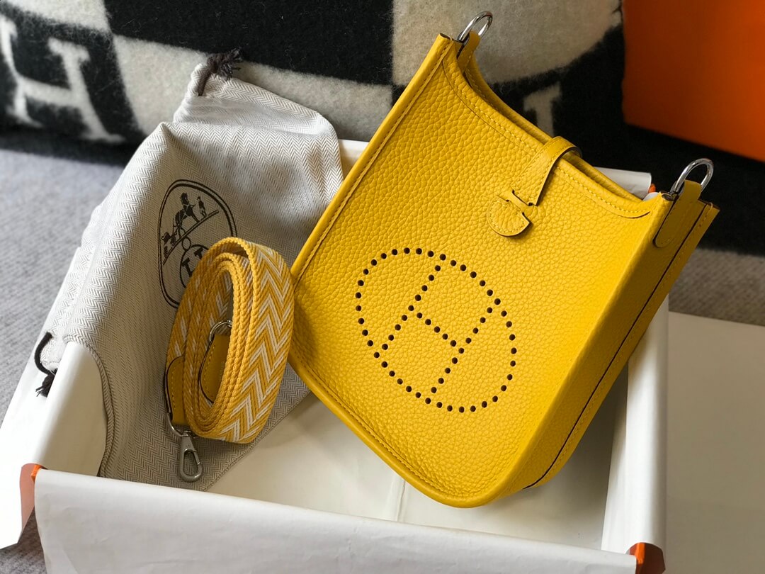 MINI Evelyne togo leather yellow silver