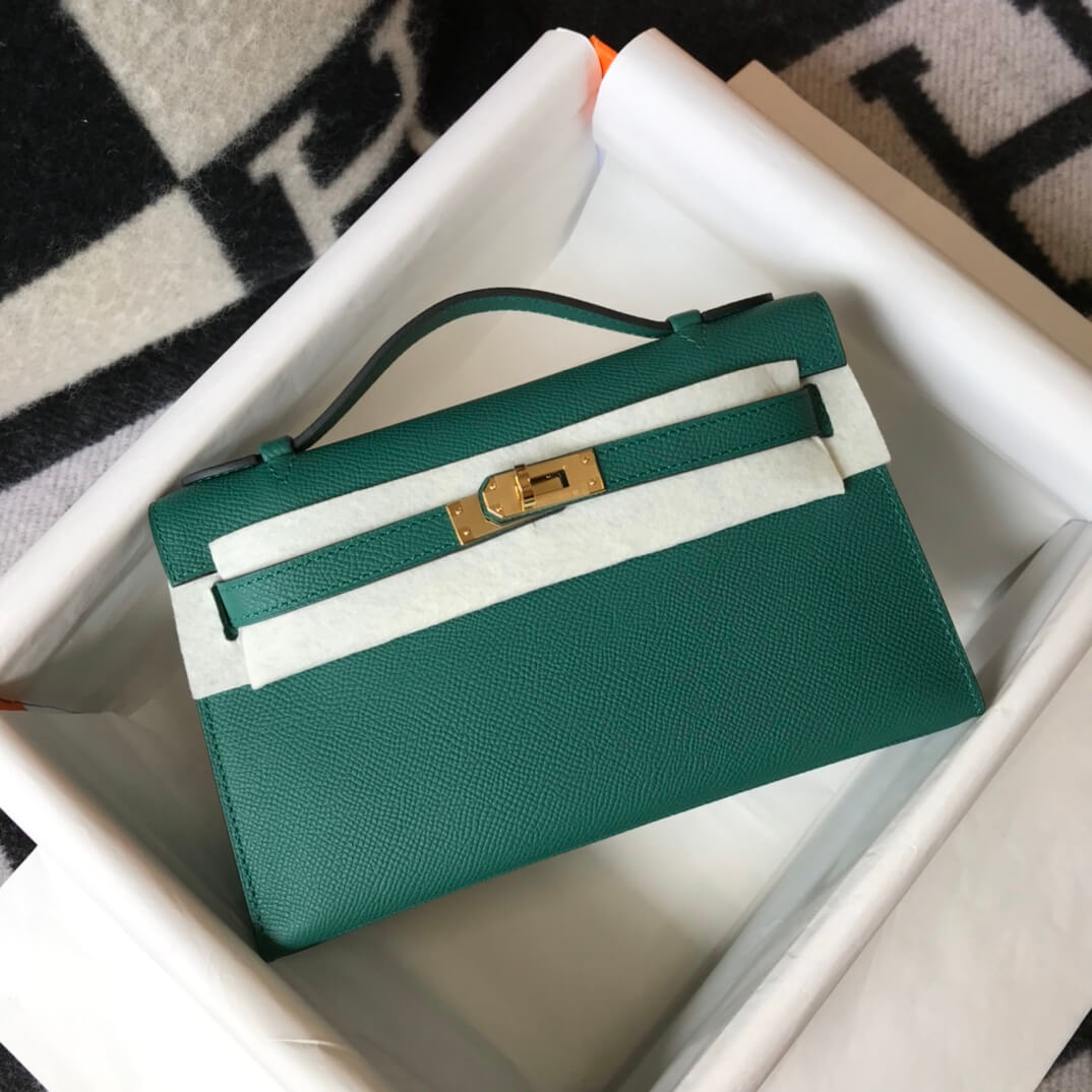 MINI Kelly Pouchetter 22cm green Epsom leather first generation