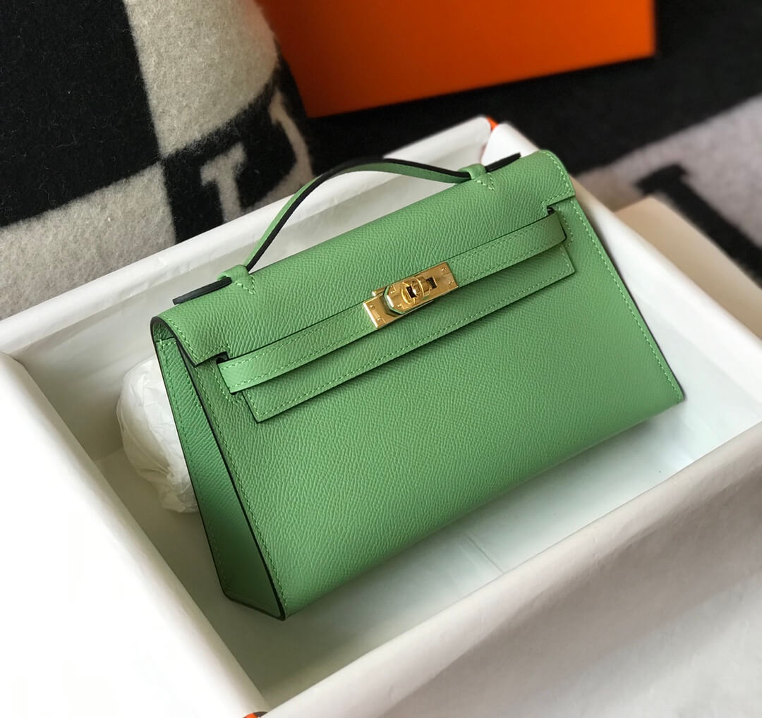 MINI Kelly Pouchetter 22cm light gree Epsom leather first generation