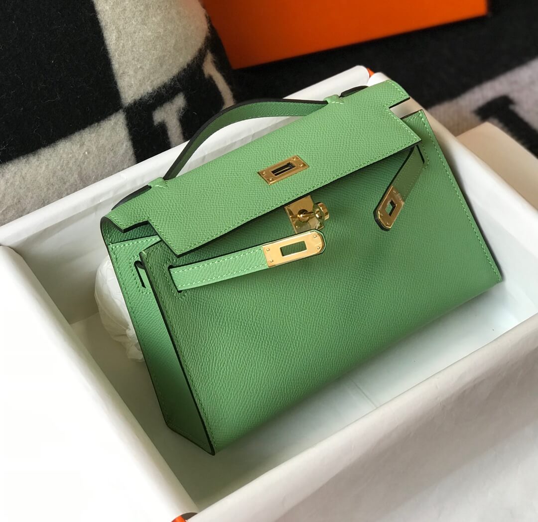 MINI Kelly Pouchetter 22cm light gree Epsom leather first generation