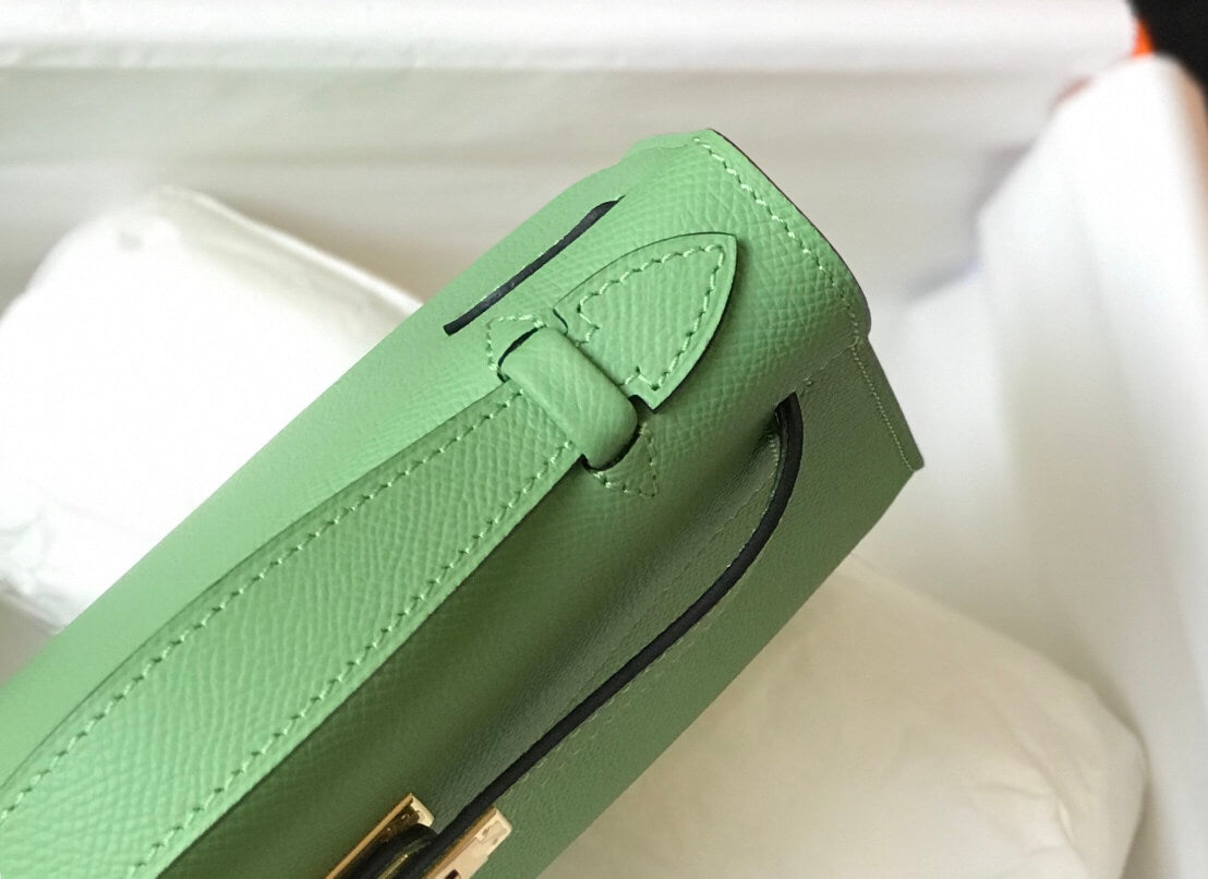 MINI Kelly Pouchetter 22cm light gree Epsom leather first generation