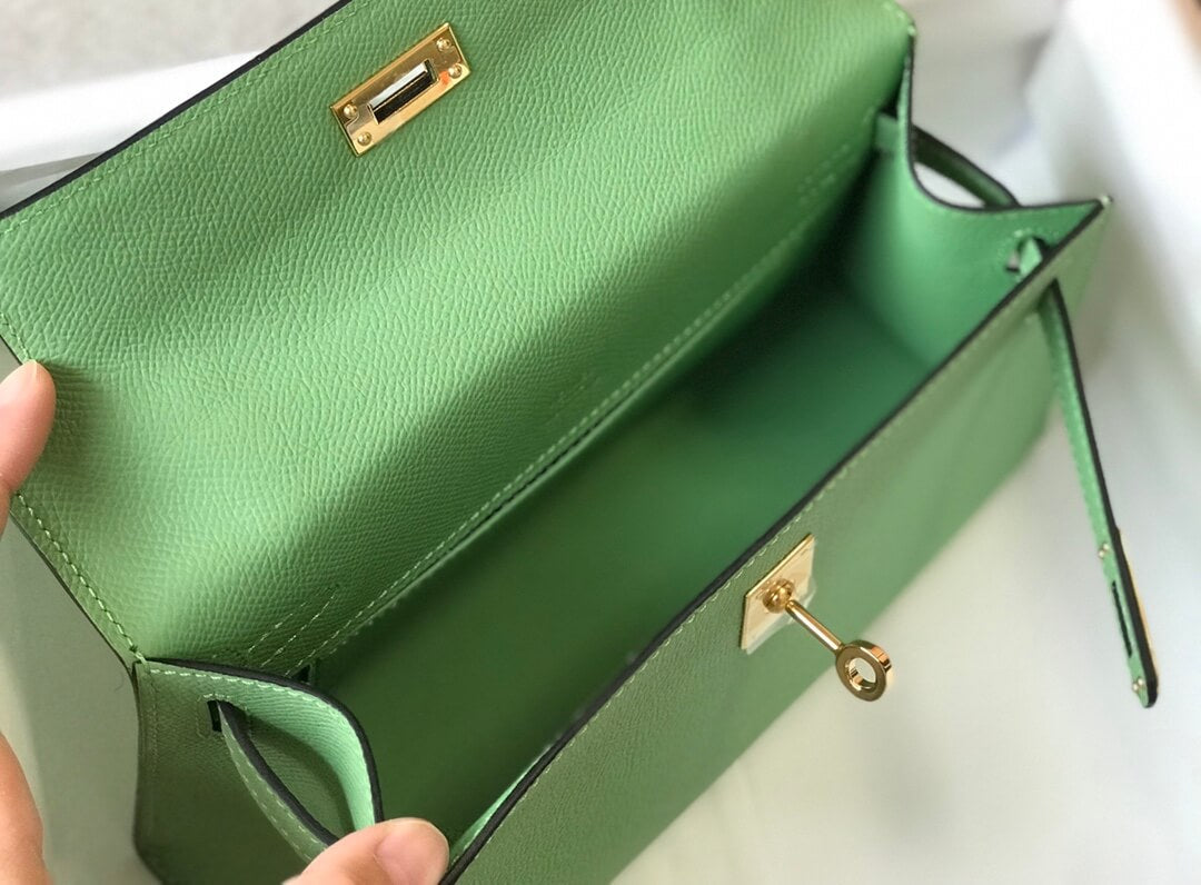 MINI Kelly Pouchetter 22cm light gree Epsom leather first generation