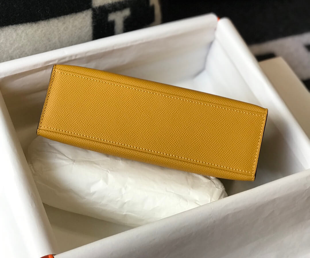 MINI Kelly Pouchetter 22cm yellow Epsom leather first generation