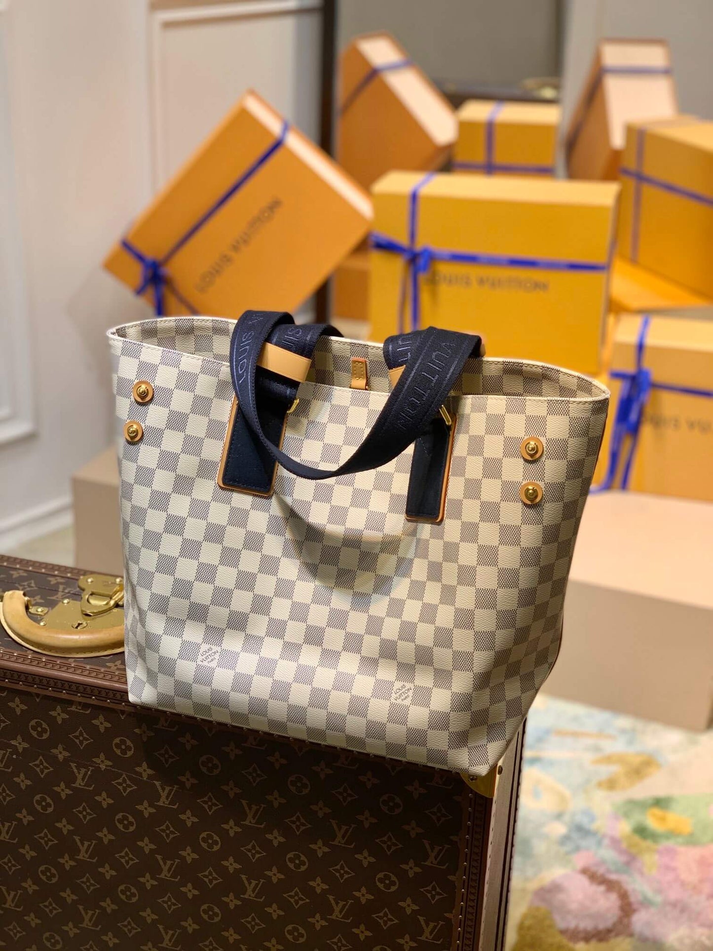 N41375 NEVERFUL Neverfull damier 31cm white apricot