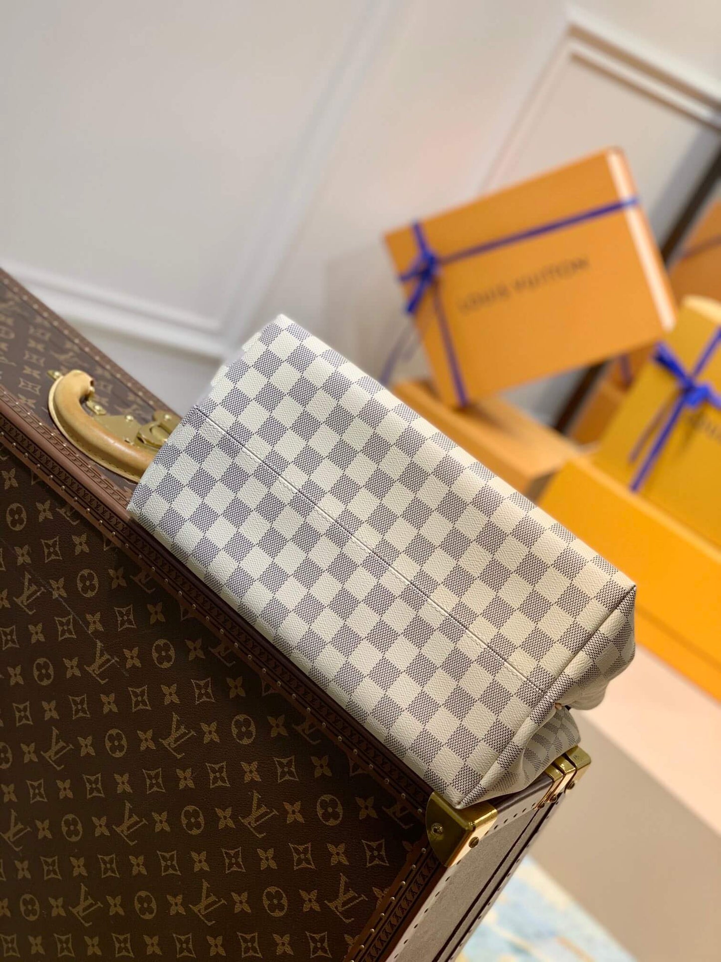 N41375 NEVERFUL Neverfull damier 31cm white apricot