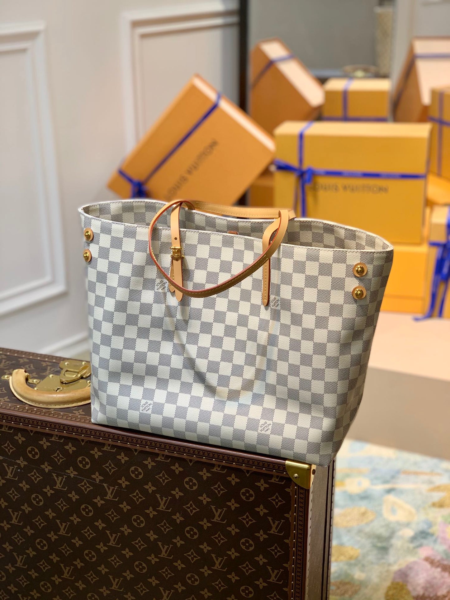 N41375 NEVERFUL Neverfull damier 31cm white apricot