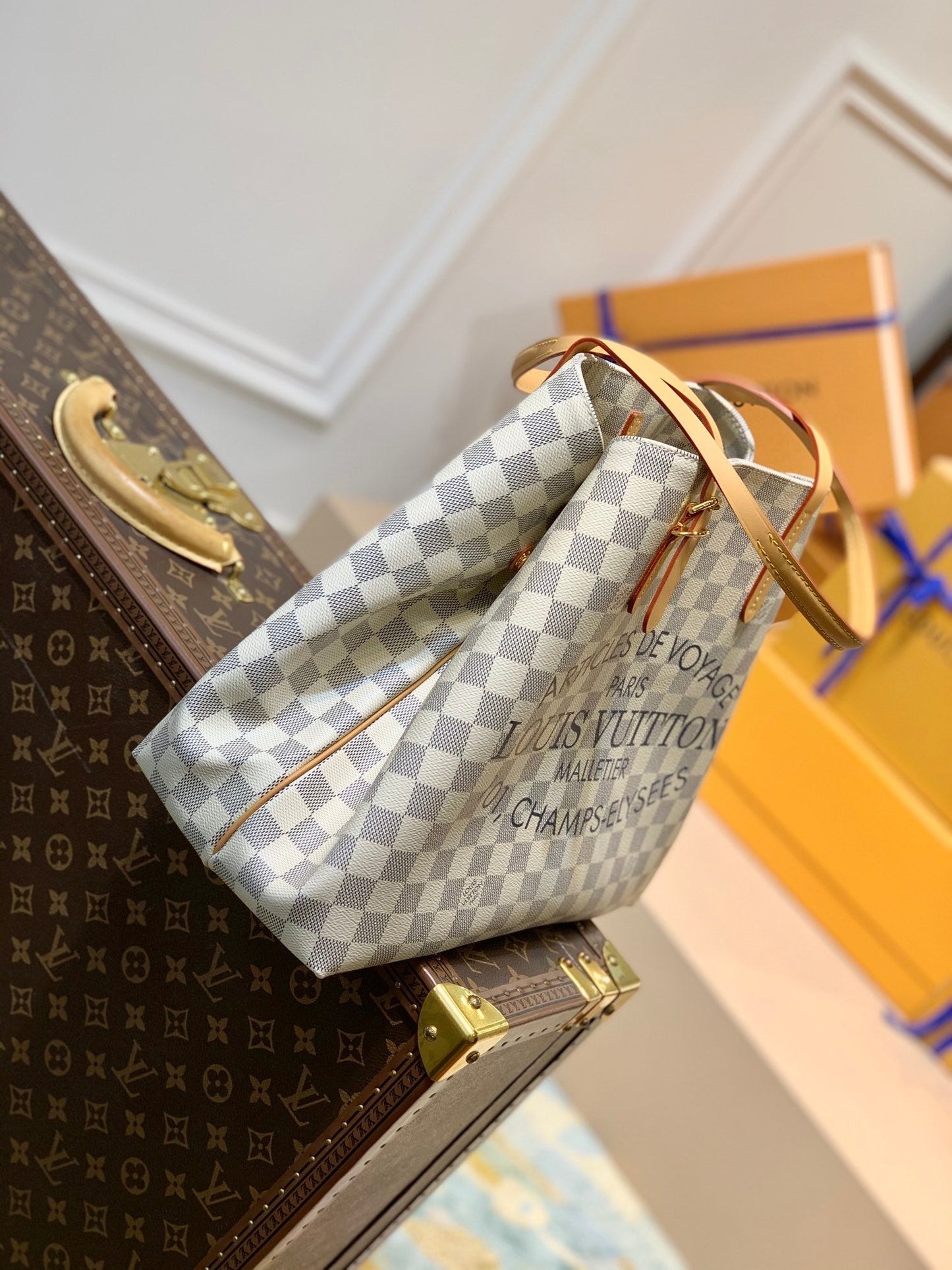 N41375 NEVERFUL Neverfull damier 31cm white apricot