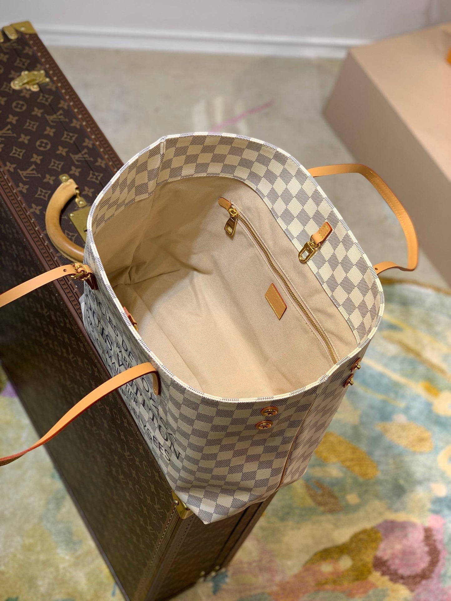 N41375 NEVERFUL Neverfull damier 31cm white apricot