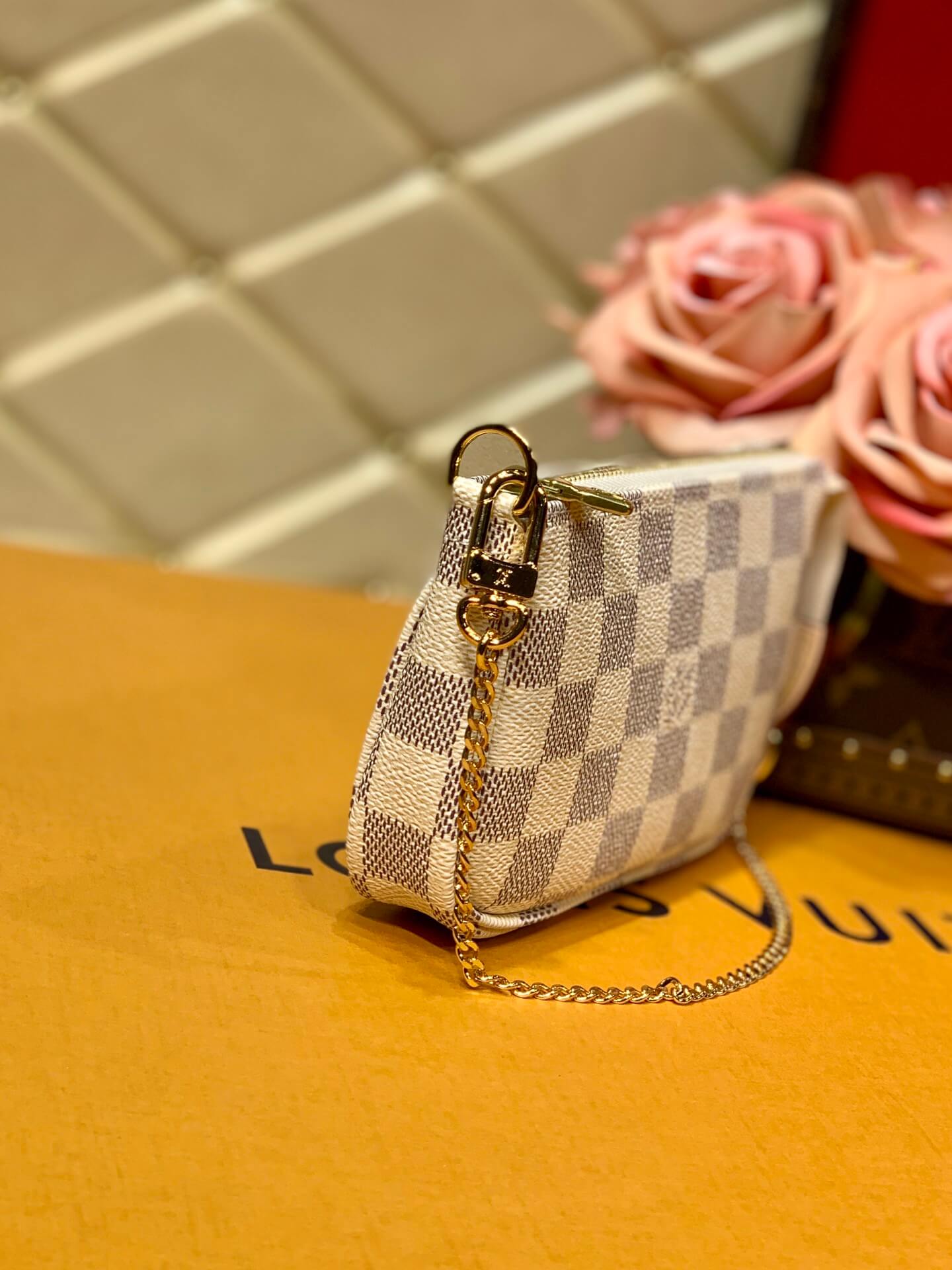 N58010 MINI POCHETTE ACCESSORIES 14cm Damier Azur