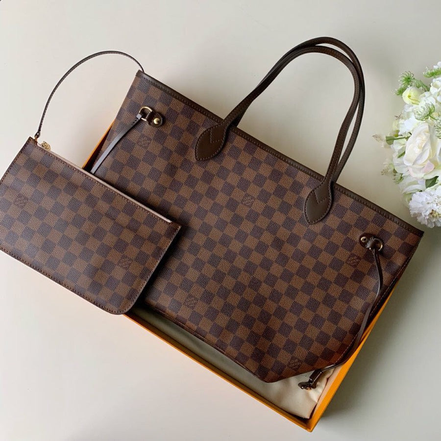 louis vuitton Neverfull M41603 pink inside MM Damier Azur Bag  Damier GHW Used