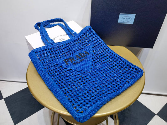 PRA 1BG393 Coconut fiber Tote bag 36CM blue