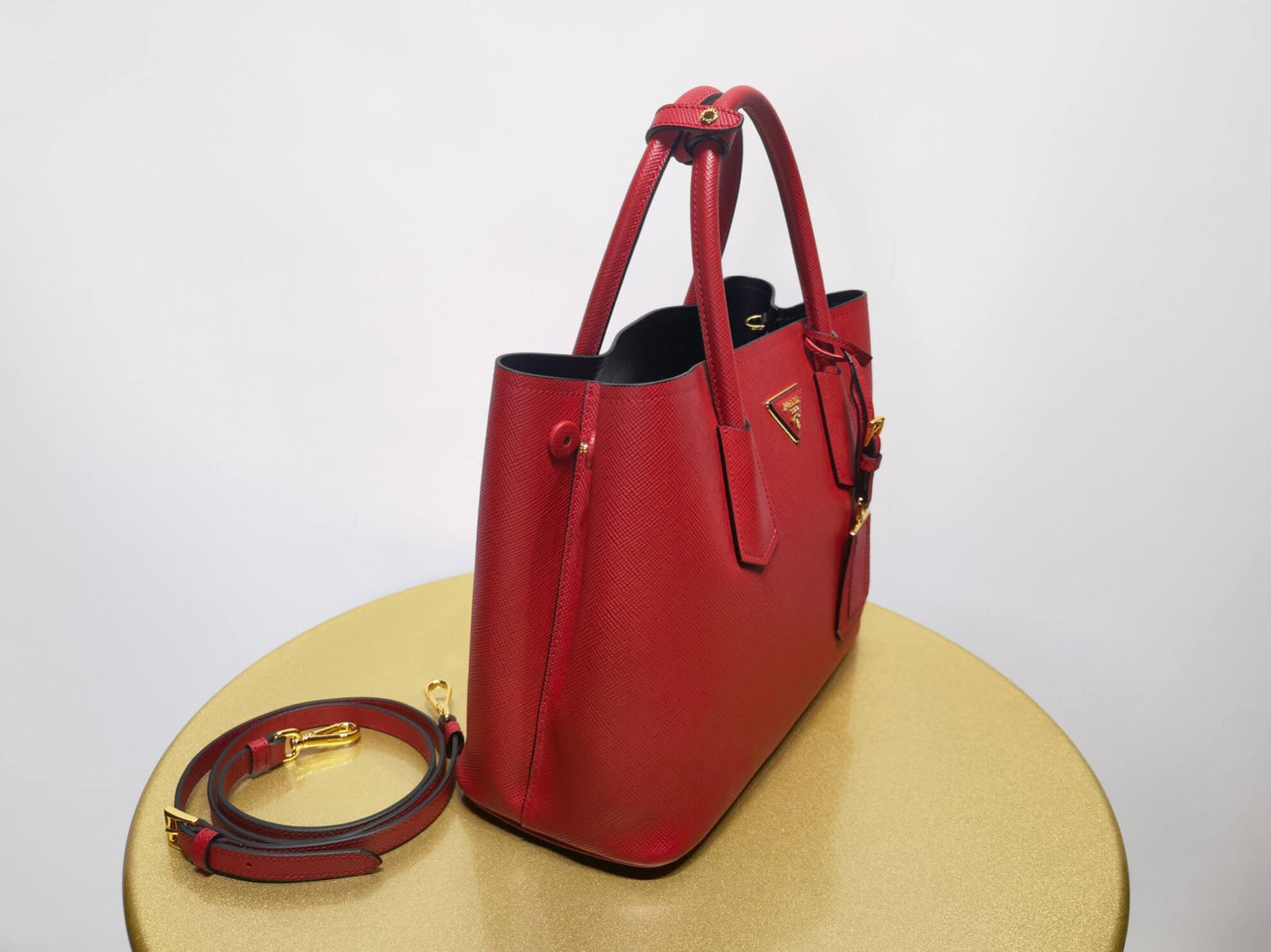 PRA 1BG775 Handbag Double Saffiano 33CM red Lambskin