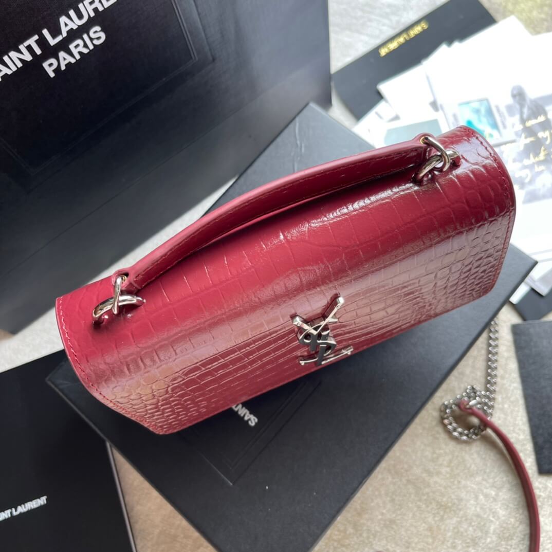 YS-L533026 shoulder bag red metallic silvergolden color Leather