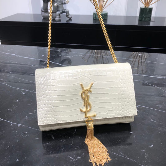 white chain sling bag gold strap