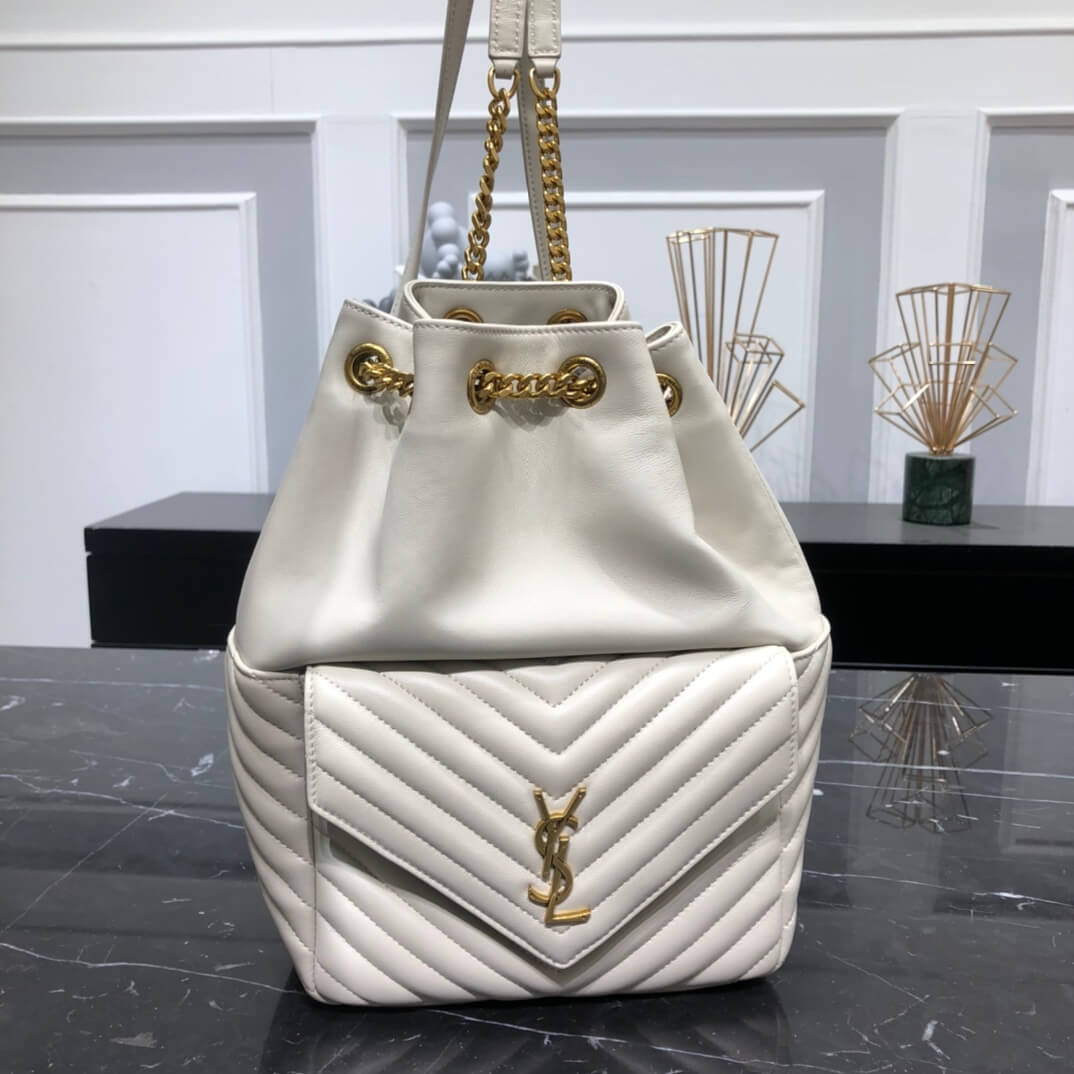 YSL 672609 backpack Leather black apricot white