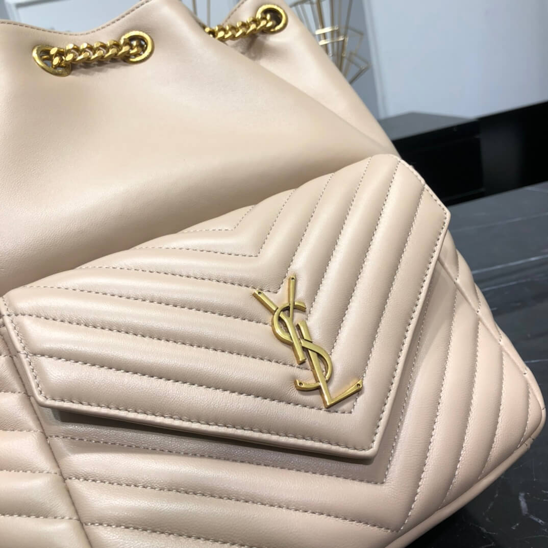 YSL 672609 backpack Leather black apricot white