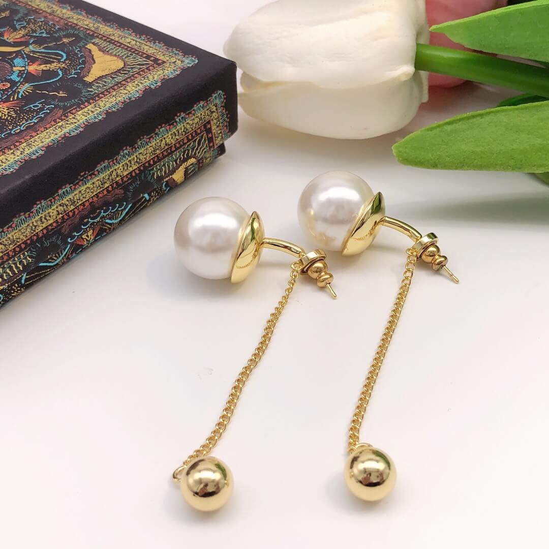 DO224022 Pearl Tassel Stud Earrings Free shipping