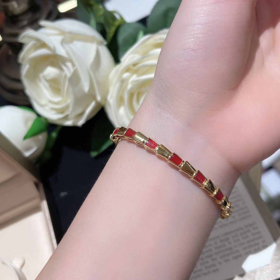 gold bracelet red