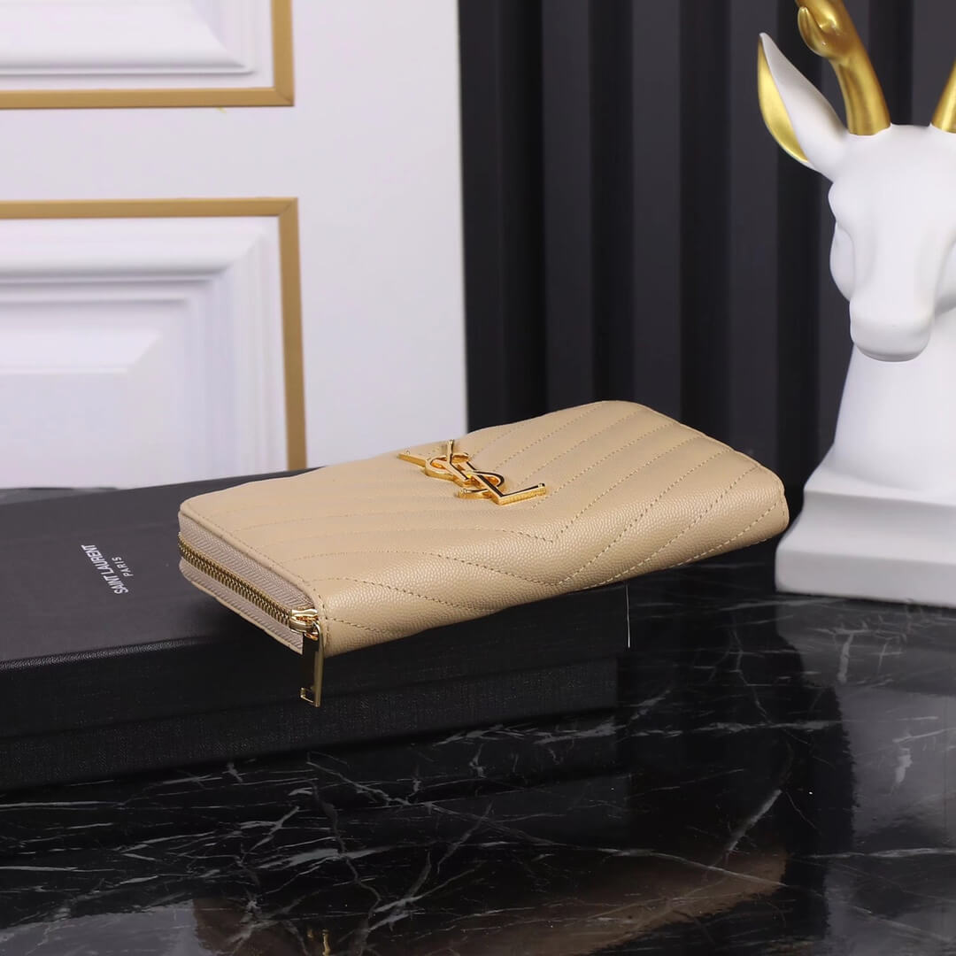 YS-L Wallet Apricot Caviar Leather  Golden Hardware Free Shipping 358094