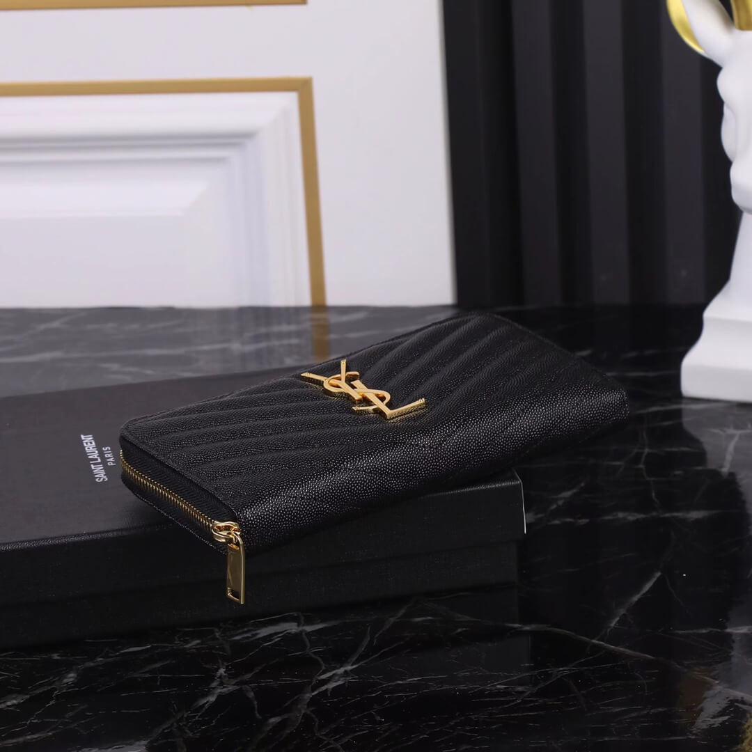 YS-L358094 wallet black golden color Leather Free shipping