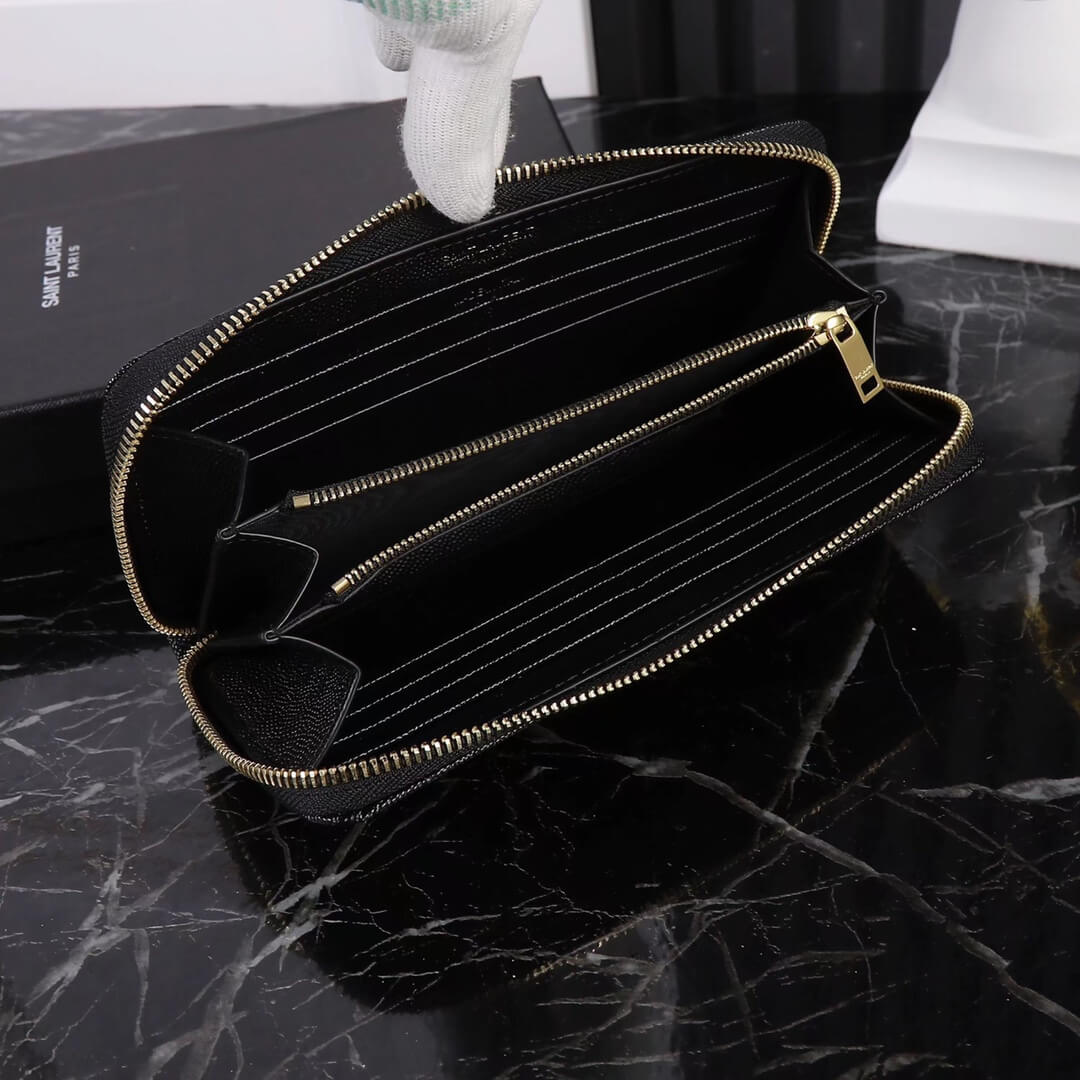 YS-L358094 wallet black golden color Leather Free shipping