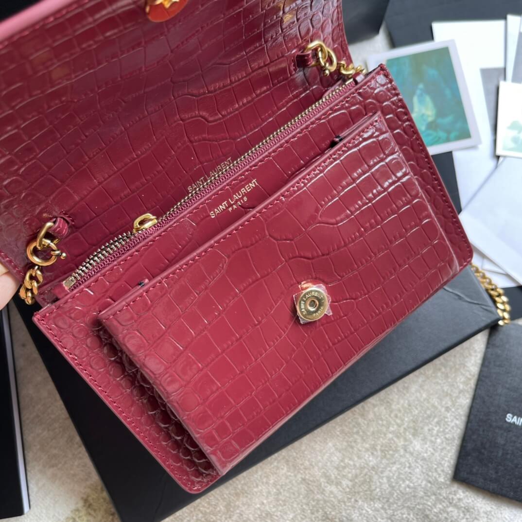 YS-L533026 shoulder bag red metallic silvergolden color Leather