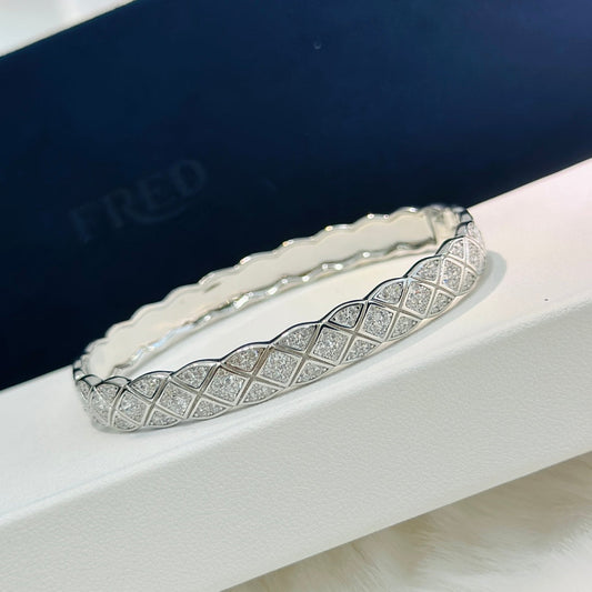 New high-end diamond grid wide full diamond double-sided bracelet SL13168A15