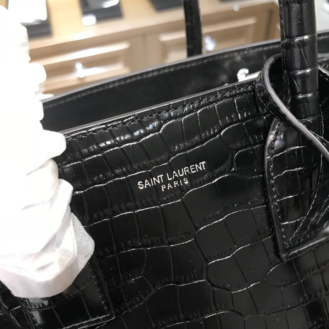 YS-L-421863 SAINT LAURENT 26cm black crocodile skin