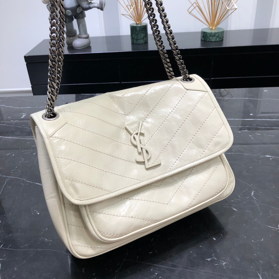 WHITE SHOULDER LEATHER BAG